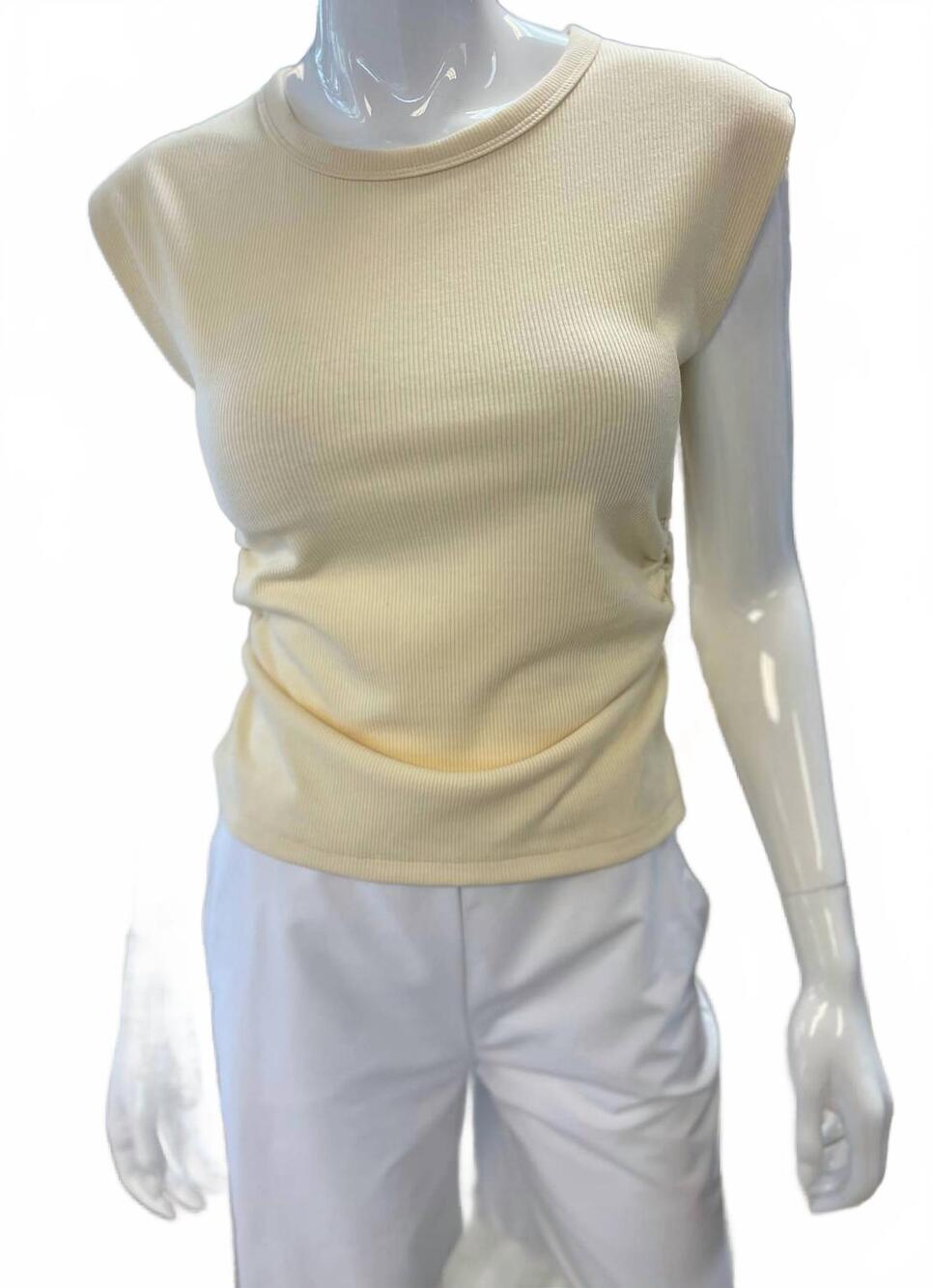 NEW KLD. SIGNATURE women's crew neck ribbed top in yellow
